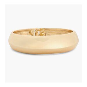 Sculptural Hinge gold tone plate Bangle Bracelet